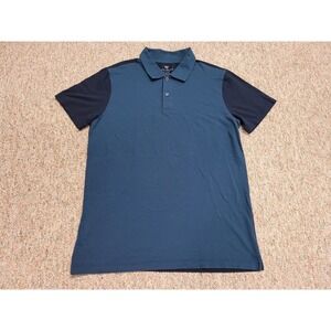 Mack Weldon Vesper Polo Mens 2XL Blue Navy Colorblock Breathable Mesh Shirt
